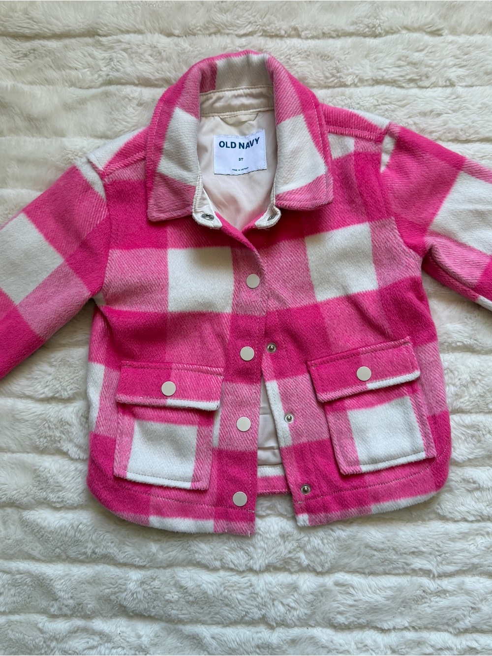Old Navy Pink Plaid Button Front Jacket Girls Size 3T Shacket